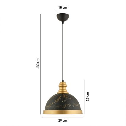 Pendente com cabo MONZA 1xE27/40W/230V, diâmetro 29 cm, preto/bronze