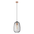 Pendente com cabo OVELLA 1xE27/15W/230V Ø 25 cm preto/pinho