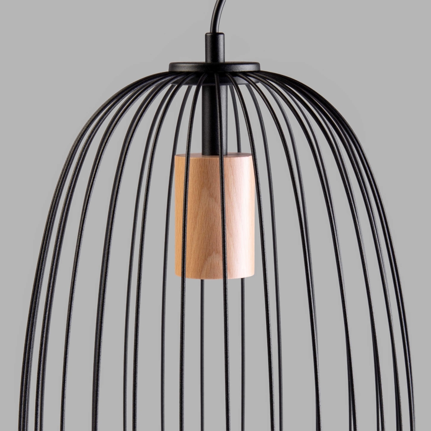 Pendente com cabo OVELLA 1xE27/15W/230V Ø 25 cm preto/pinho