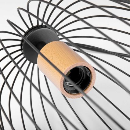 Pendente com cabo OVELLA 1xE27/15W/230V Ø 25 cm preto/pinho