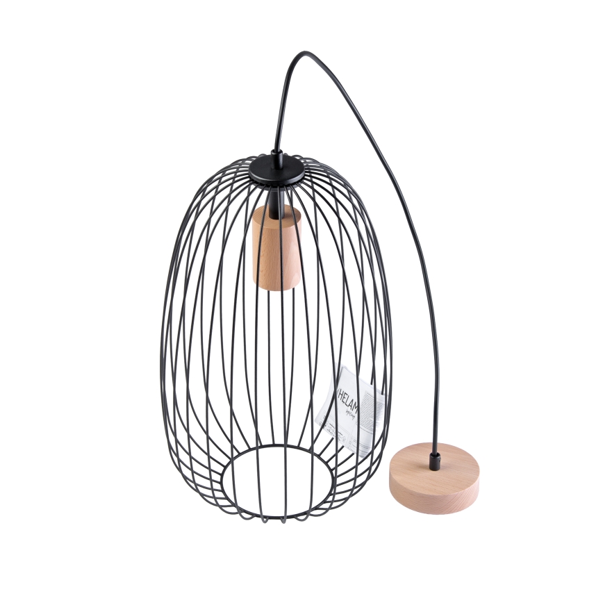 Pendente com cabo OVELLA 1xE27/15W/230V Ø 25 cm preto/pinho