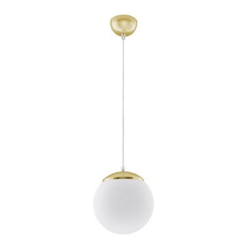 Pendente com cabo TOYA 1xE27/60W/230V, diâmetro 20 cm, branco/dourado