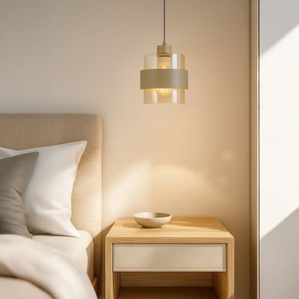 Pendente com cabo VALENTINO 1xE27/15W/230V bege/transparente