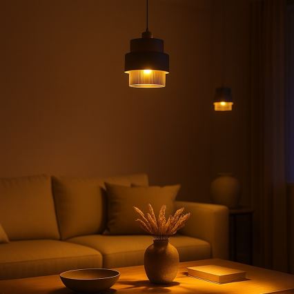 Pendente com cabo VALENTINO 1xE27/15W/230V bege/transparente