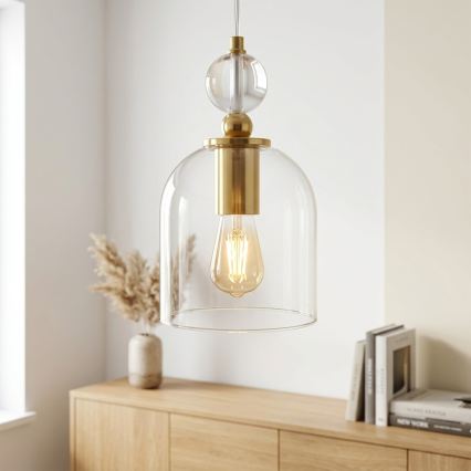 Pendente com cabo VELARE 1xE27/15W/230V dourado/transparente