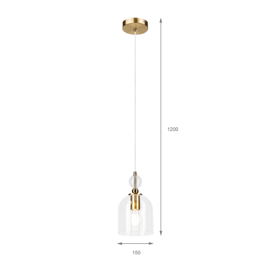 Pendente com cabo VELARE 1xE27/15W/230V dourado/transparente