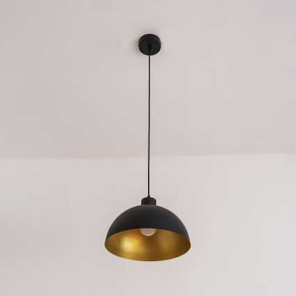 Pendente com cabo VESPER 1x E27, 15 W, 230 V, Ø 30 cm, preto/dourado