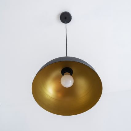 Pendente com cabo VESPER 1x E27, 15 W, 230 V, Ø 30 cm, preto/dourado