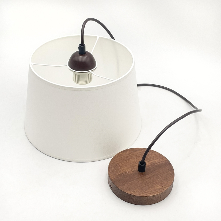 Pendente em cabo AIDA 1xE27/60W/230V Ø 25 cm carvalho/nogueira/branco
