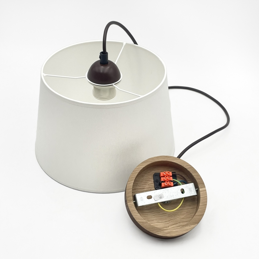 Pendente em cabo AIDA 1xE27/60W/230V Ø 25 cm carvalho/nogueira/branco