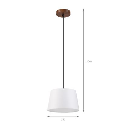 Pendente em cabo AIDA 1xE27/60W/230V Ø 25 cm carvalho/nogueira/branco