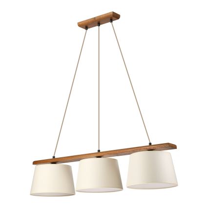 Pendente em cabo AIDA 3xE27/15W/230V Ø 25 cm carvalho/creme