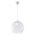 Pendente em cabo BALL 1xE27/15W/230V, diâmetro 30 cm, transparente
