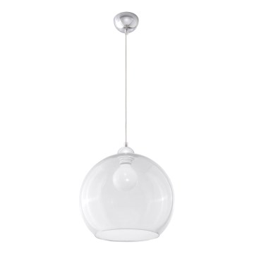 Pendente em cabo BALL 1xE27/15W/230V, diâmetro 30 cm, transparente