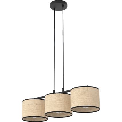 Pendente em cabo ECO 3xE27/15W/230V bege/vime