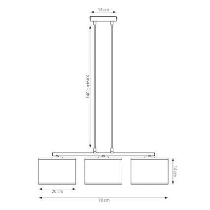 Pendente em cabo ECO 3xE27/15W/230V bege/vime