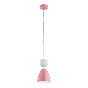 Pendente em cabo ENTORI 1xE27/15W/230V rosa/verde-menta