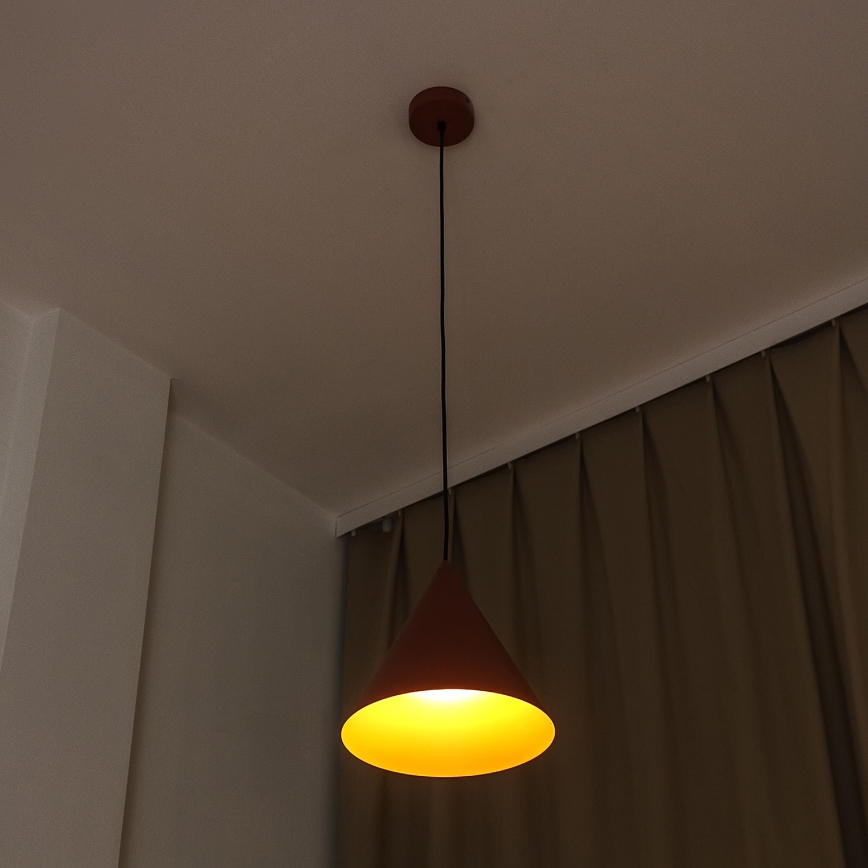 Pendente em cabo ETNA II 1xE27/15W/230V Ø 25 cm laranja