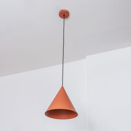 Pendente em cabo ETNA II 1xE27/15W/230V Ø 25 cm laranja