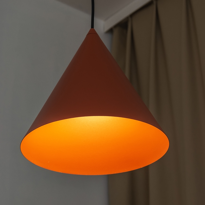 Pendente em cabo ETNA II 1xE27/15W/230V Ø 25 cm laranja