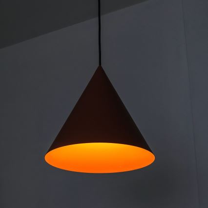 Pendente em cabo ETNA II 1xE27/15W/230V Ø 25 cm laranja