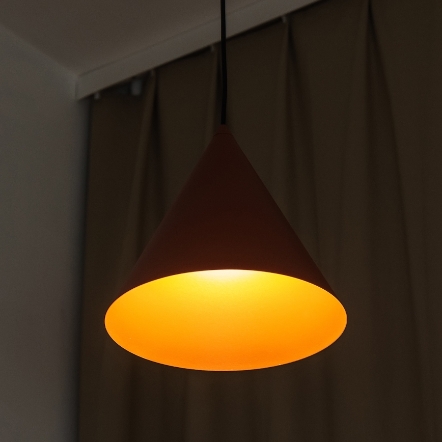 Pendente em cabo ETNA II 1xE27/15W/230V Ø 25 cm laranja