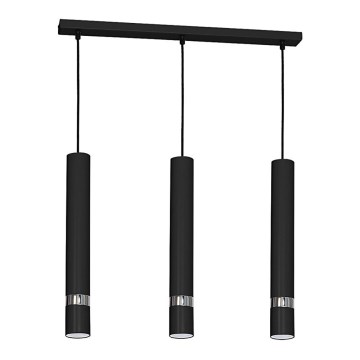 Pendente em cabo JOKER 3xGU10/25W/230V preto/cromado brilhante