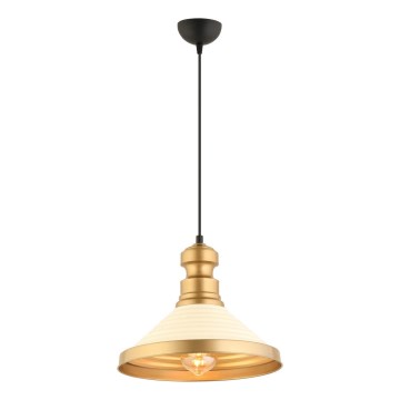 Pendente em cabo MONZA 1xE27/40W/230V, diâmetro 30 cm, creme/dourado
