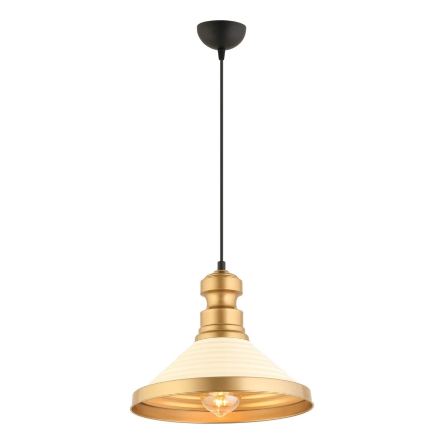 Pendente em cabo MONZA 1xE27/40W/230V, diâmetro 30 cm, creme/dourado