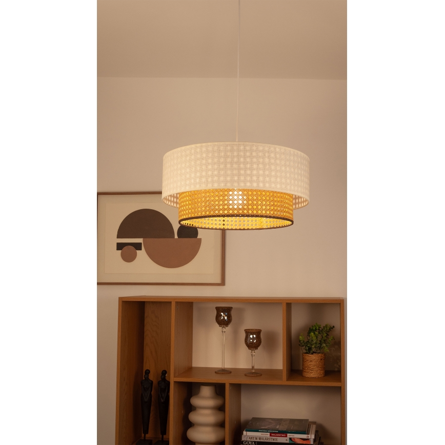 Pendente em cabo NATIA 1xE27/60W/230V Ø 45 cm branco/marrom
