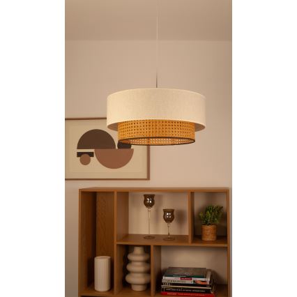 Pendente em cabo NATIA 1xE27/60W/230V Ø 45 cm branco/marrom