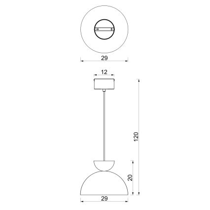 Pendente em cabo NEVIS 1xE27/15W/230V Ø 29 cm bordô