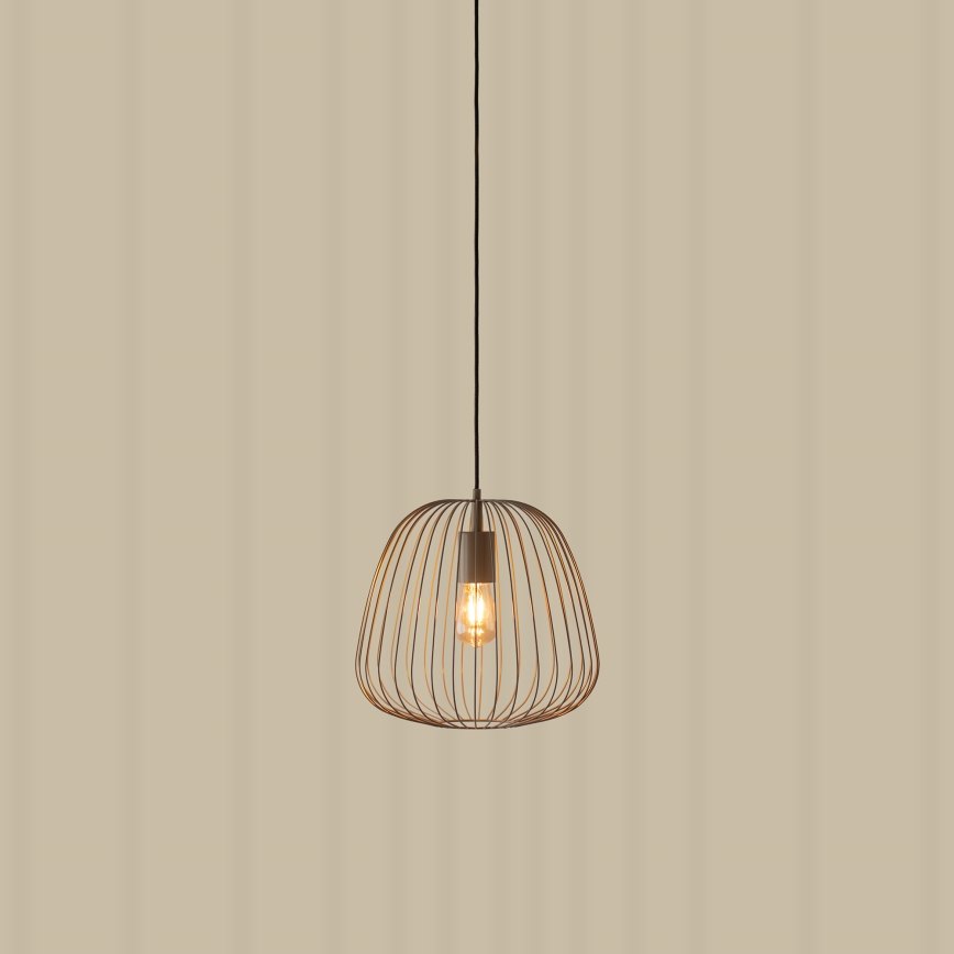 Pendente em cabo OVELLA 1xE27/15W/230V Ø 36 cm bege