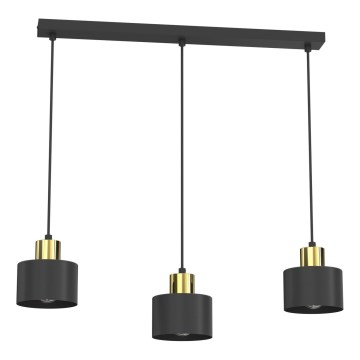 Pendente em cabo PARKLA 3xE27/15W/230V preto