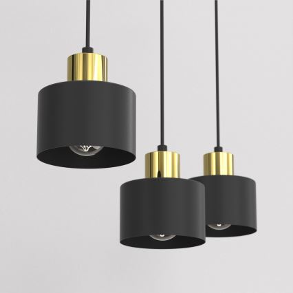 Pendente em cabo PARKLA 3xE27/15W/230V preto