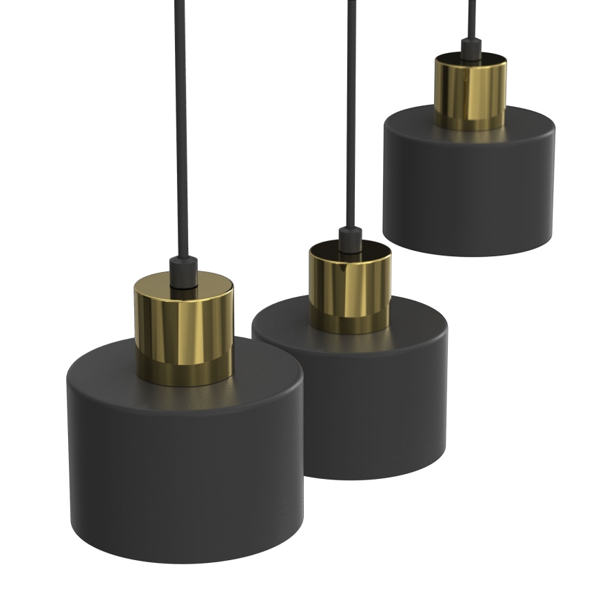 Pendente em cabo PARKLA 3xE27/15W/230V preto