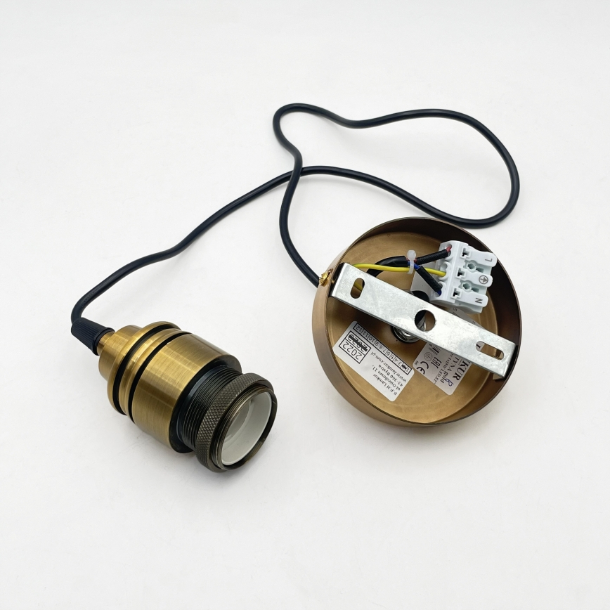 Pendente em cabo ROCCO 1xE27/15W/230V dourado/bege fumê