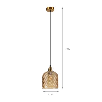Pendente em cabo ROCCO 1xE27/15W/230V dourado/bege fumê