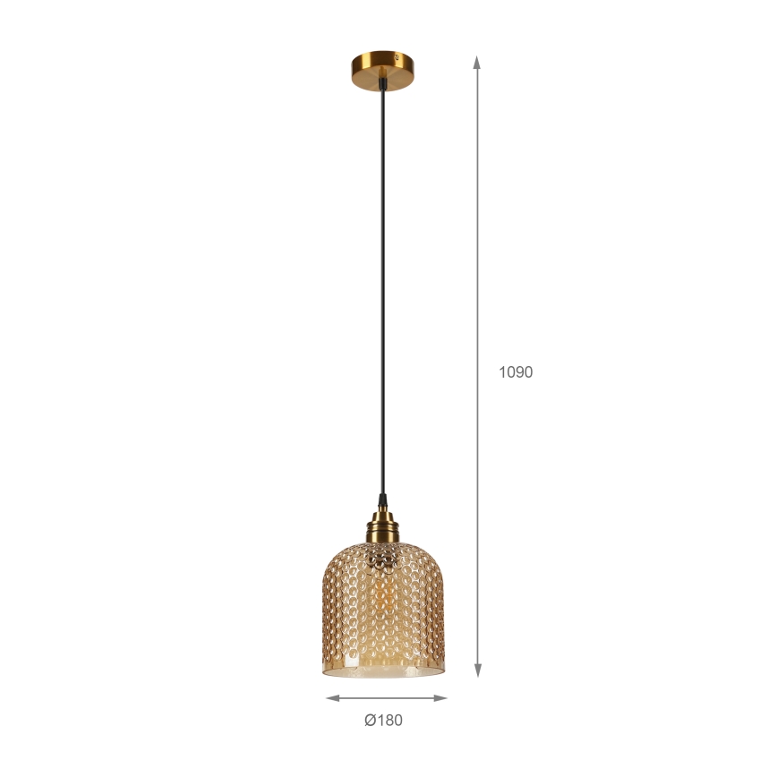 Pendente em cabo ROCCO 1xE27/15W/230V dourado/bege fumê