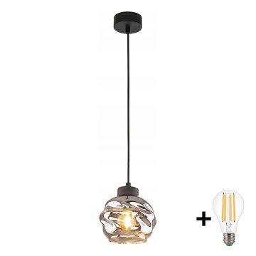 Pendente em cabo ZULIA 1xE27/15W/230V preto/preto fumado