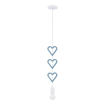 Pendente infantil com cabo HETS 1xE27/20W/230V azul/branco
