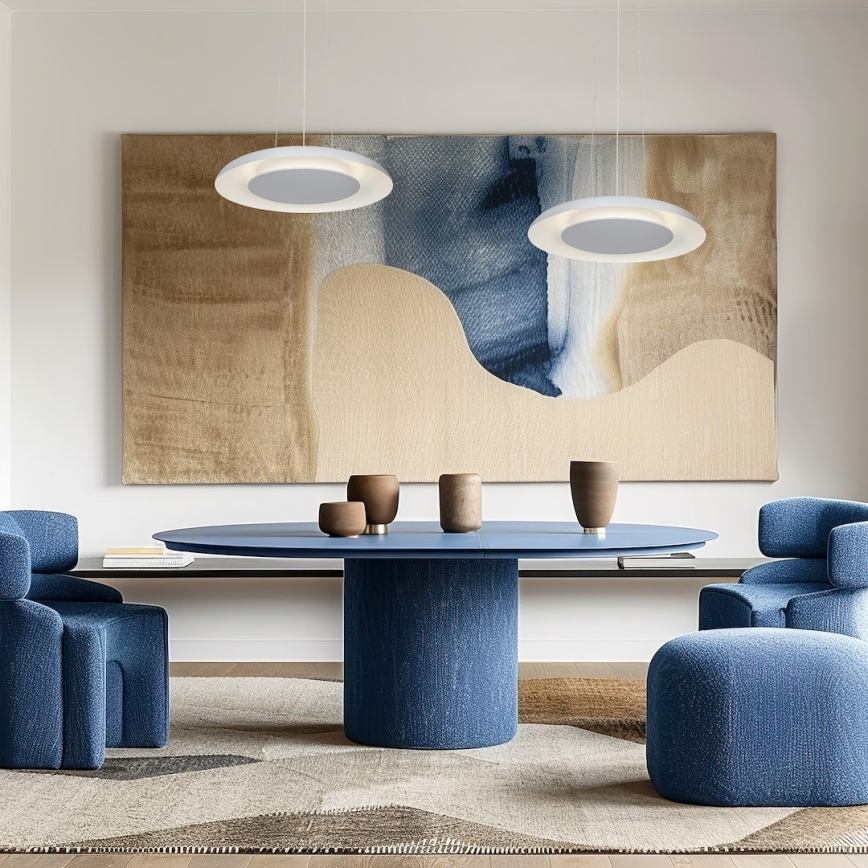 Pendente LED em cabo PIATTINO LED/30W/230V 2700/3200/4000K Ø 40 cm branco