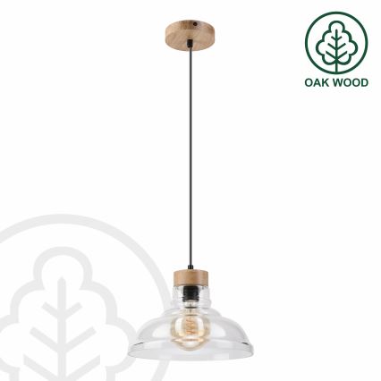 Pendente SINGLE em cabo 1xE27/60W/230V Ø 28 cm carvalho