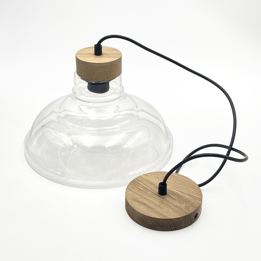 Pendente SINGLE em cabo 1xE27/60W/230V Ø 28 cm carvalho