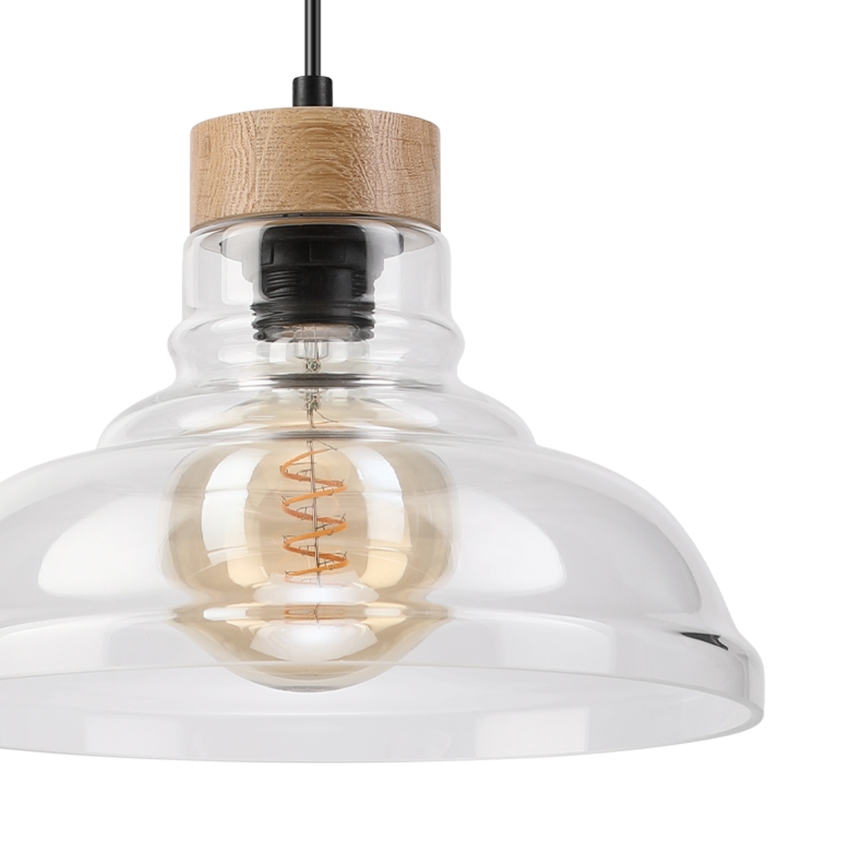 Pendente SINGLE em cabo 1xE27/60W/230V Ø 28 cm carvalho