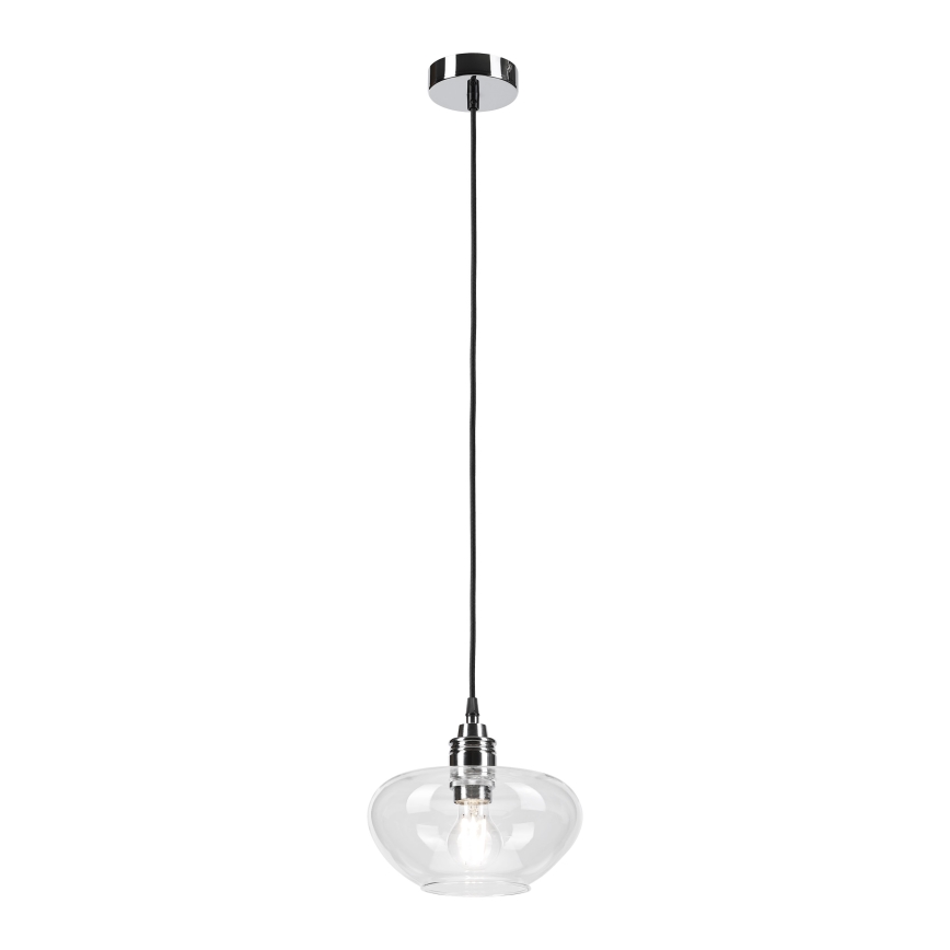 Pendente suspenso por cabo FLO 1xE27/15W/230V, acabamento cromado brilhante/vidro transparente