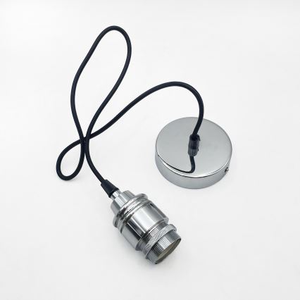 Pendente suspenso por cabo FLO 1xE27/15W/230V, acabamento cromado brilhante/vidro transparente