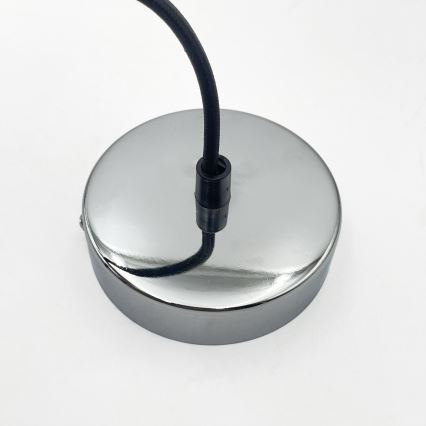 Pendente suspenso por cabo FLO 1xE27/15W/230V, acabamento cromado brilhante/vidro transparente