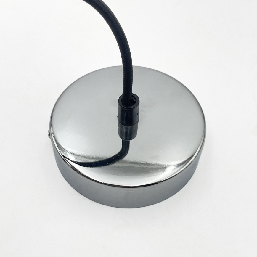 Pendente suspenso por cabo FLO 1xE27/15W/230V, acabamento cromado brilhante/vidro transparente