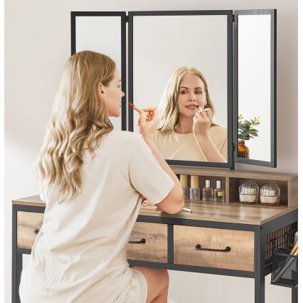 Penteadeira com banqueta 28,6x42 cm FLORA castanha/preta